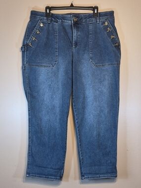 Democracy Ab-Solution Straight Leg Stretch Waist Jeans with Button Accent